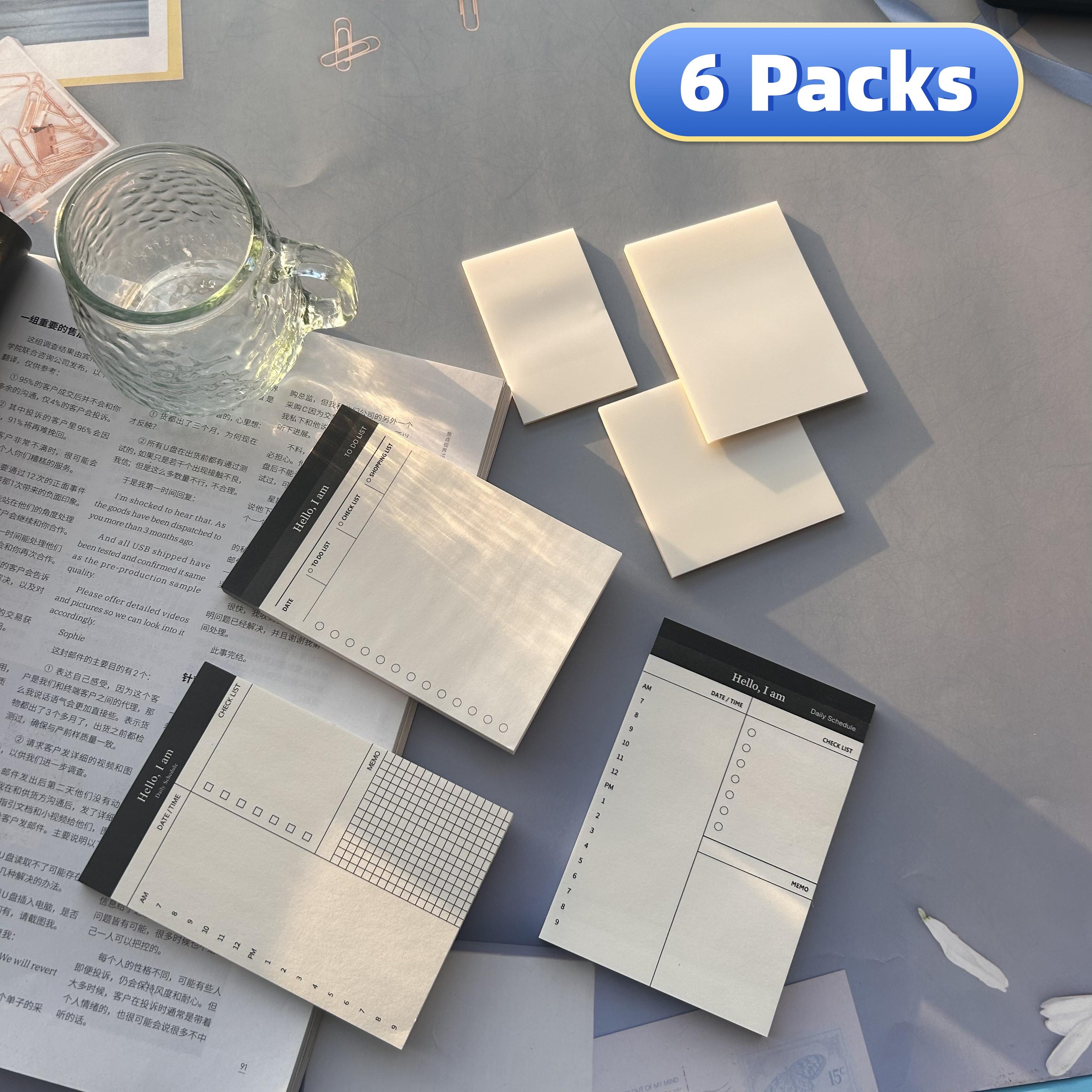 

6 Packs Creative Transparent PET Memo Pad Sticky Notes Planner Sticker Notepad School Supplies Students Stationery