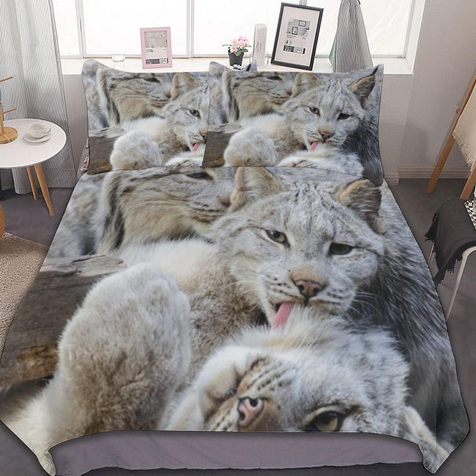 

Пододеяльник Lynx для подростков King Wildlife Animals Комплект постельного белья Big Cat Одеяло для детей Wild Animal Nature Комплект постельного белья из 3 предметов EU Single(135x200cm)