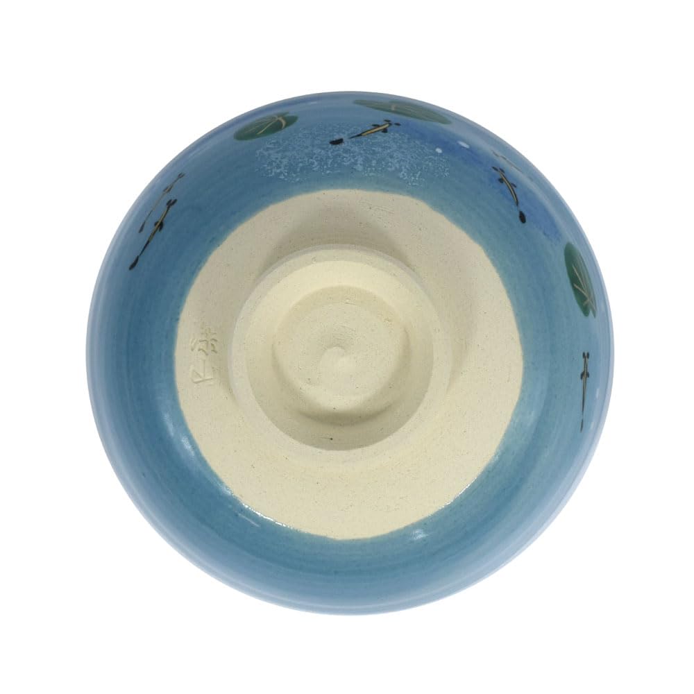 Tea Ceremony Utensils, Flat Tea Bowl, Colored Painting, Design of Water Plants and Killifish, by Higashiyama Miyama