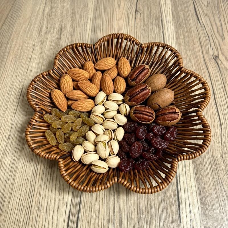 Handgeflochtenes Frühstücksbrotkorb Lebensmittelplatte Servierschale Korb Rattan Aufbewahrungskorb Obst Gemüse Kuchen Weidenkorb