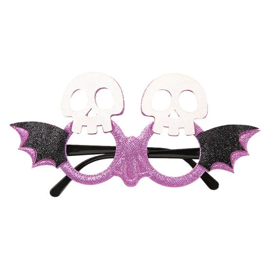 xiaobudian Halloween Party Glasses for Kids Adults, Glitter Frame Cosplay Decoration, Funny Pumpkin Skull Ghost Bat Eyewear Accessory Favors