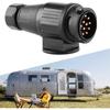 Anhängeradapter, 12V 13-poliger elektrischer Anhängerstecker, Kunststoff 13-poliger Verkabelungssteckverbinder-Adapter, Schwarz
