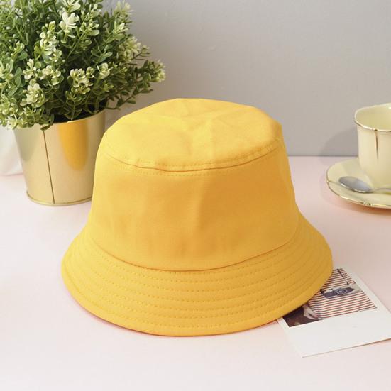 Wide Brim Round Dome Sunscreen Bucket Hat Unisex Summer Solid Color Fisherman Hat Fashion Accessories