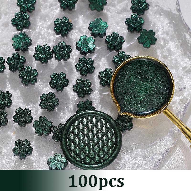 100pcs Aurora Cherry Blossom Fiery Lacquer Wax Pellets, Fiery Lacquer Stamp Sealing Wax Aurora Polarized Gold Sealing Wax
