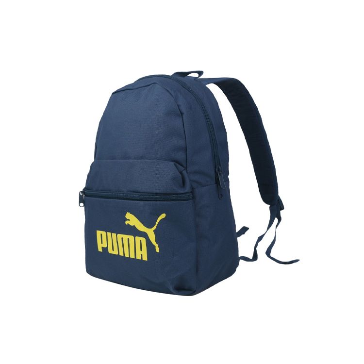 Puma Phase Series Yellow Logo Fabric Backpack Small Unisex Backpacks Navy-Blue 075488-14 Marine Blue