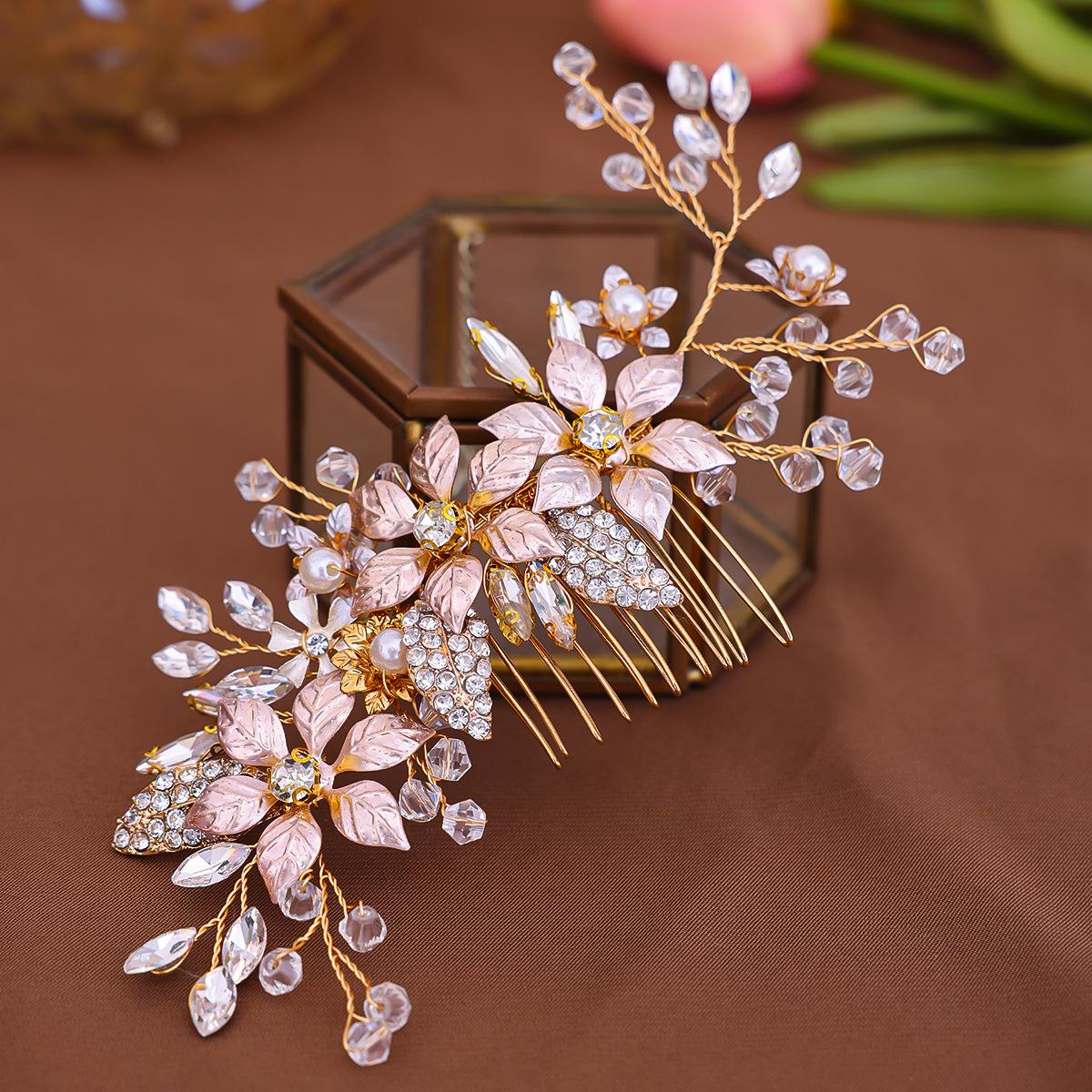 

Золотой цвет кристалл жемчуг цветок гребень для волос невесты головные уборы для гостей диадемы свадебные аксессуары роскошные украшения для волос