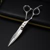 FDMS 6-Inch Left-Handed Silver Hairdressing Scissors - Special Shape for Barbers and Bangs