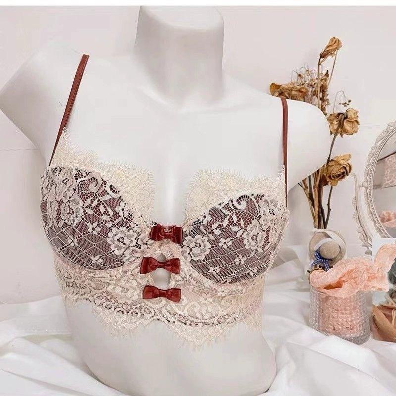 

Большой размер Женское Весна и Лето Сексуальное Кружевное Сборка Большая Грудь Показать Маленькое Нижнее Белье 32/70ABC красный