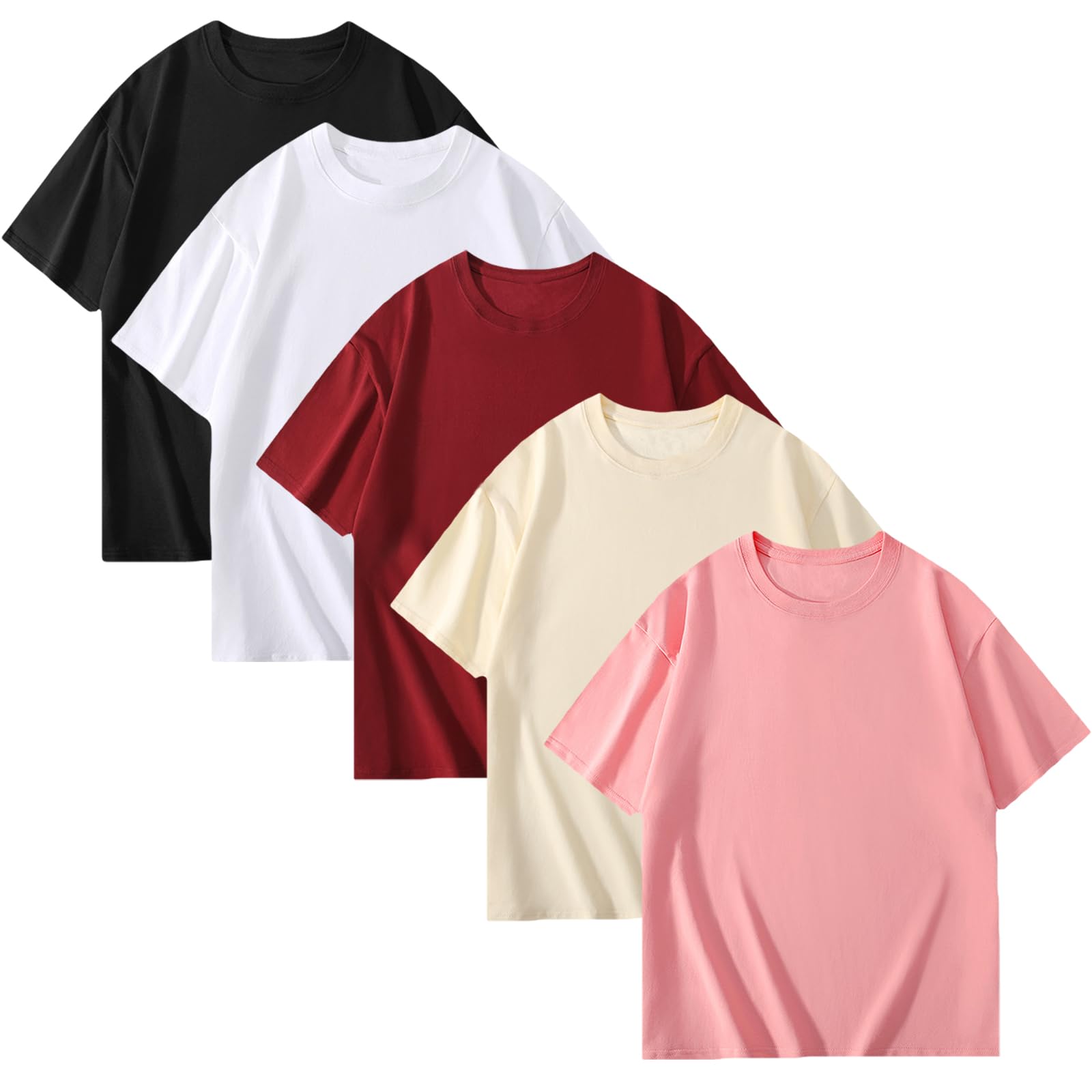 

[NCFBAG] 5-Pack Men s Undershirts, 100% Cotton, Solid Color, Sports T-Shirts, Loose Fit, Antibacterial and Odor Resistant, Sweat-Wicking, Quick-Drying