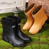 Men's Adult New PVC Waterproof Boots Lightweight Trend Fashion Simple Atmosphere Warm Anti-skid Rain and Snow Shoes