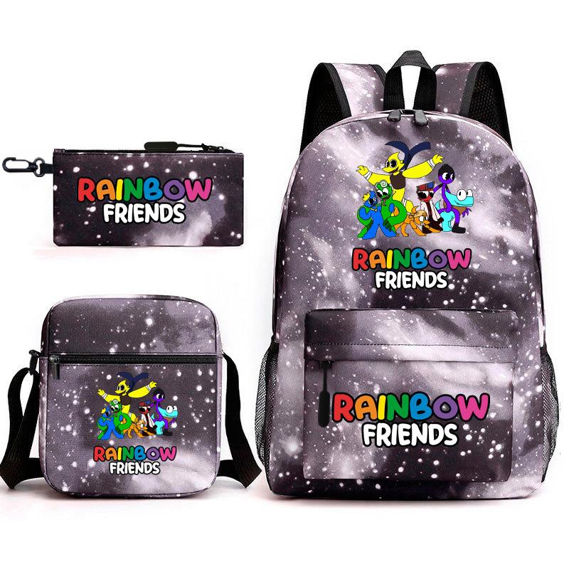 Rainbow Friends Surrounding Backpack Elementary School Student Starry Sky School Bag Three-piece Set