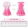 LittleForBig Women's Cheerleader Mini Dress, Shiny Faux Leather Sleeveless Dress, Pink, Size 2XL