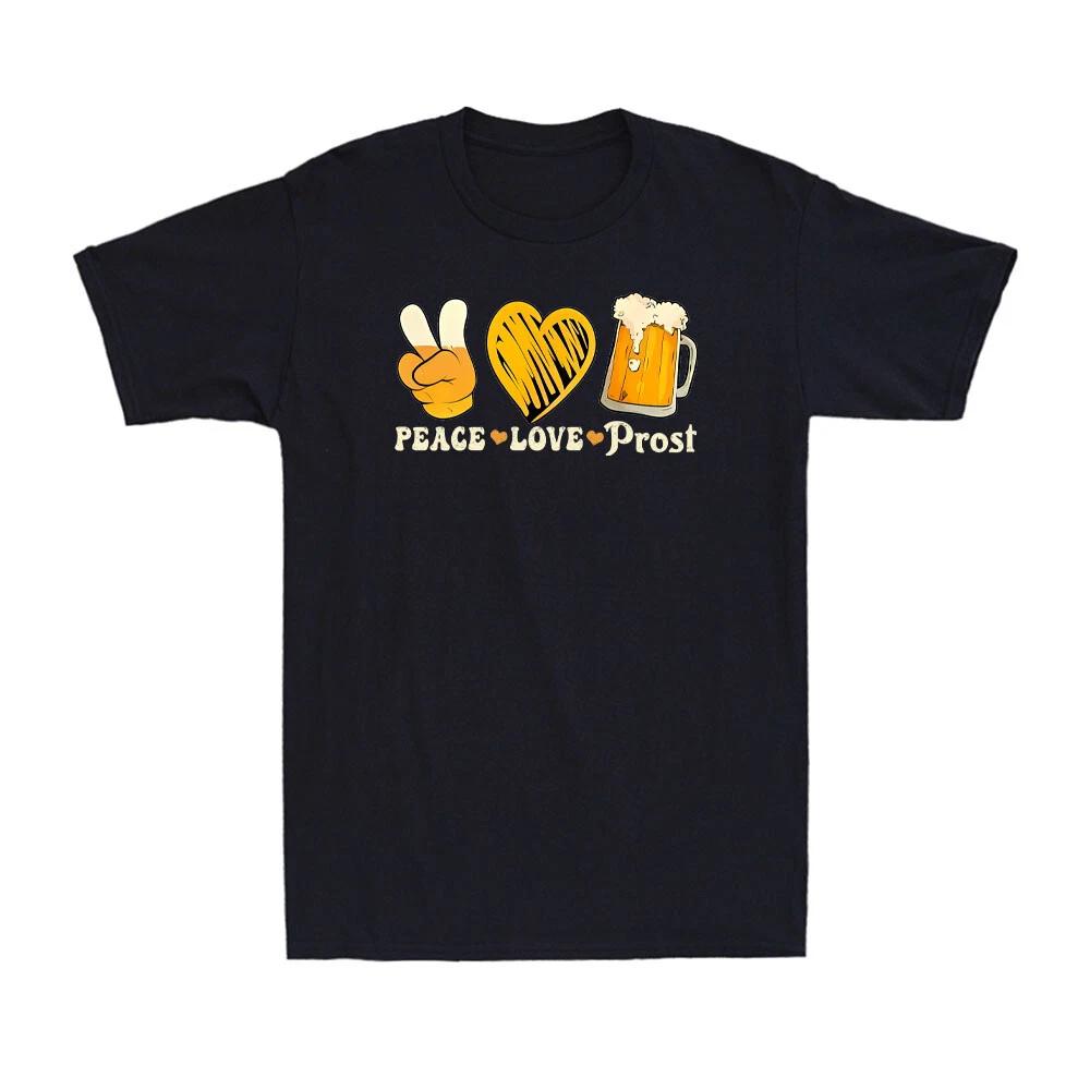 HOT SALE Oktoberfest Costumes and Peace Love Prost Prost Oktoberfest Vintage Men s T-shirtsComfortable Roundneck Tee Streetwear 4XL