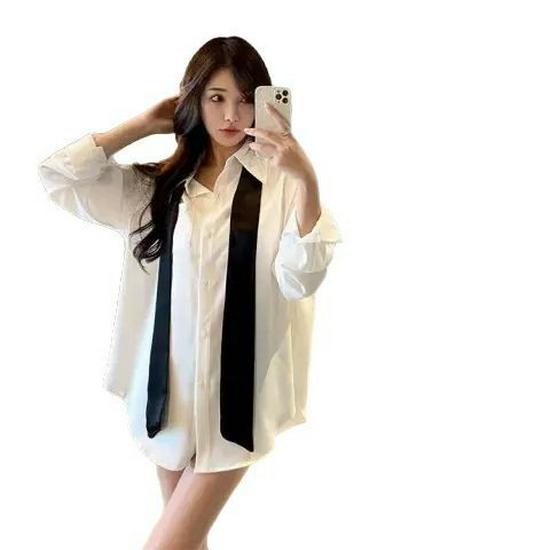 Women's College-Style Shirt - 2025 Spring/Autumn Fashionable White Top
