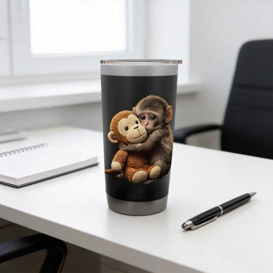 Double Wall Insulated Tumbler Cartoon Monkey Water Bottle 600ml Stainless Steel Travel Mug Portable Thermal Drink Container for Home