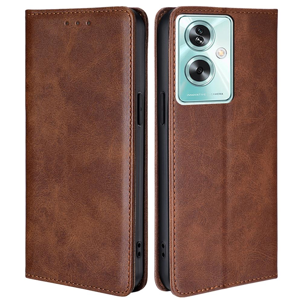 

For Oppo A79 5G/A2 5G Case Magnetic Auto Closing Leather Wallet Stand Cover Brown