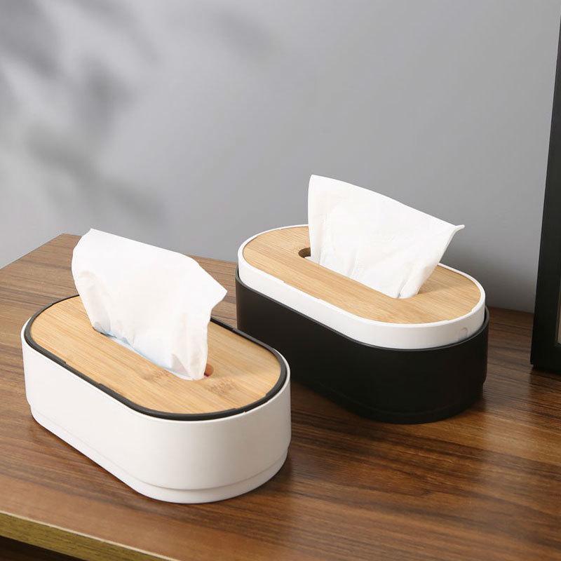 Creative Wooden Lid Tissue Box - Liftable Bamboo Design for Living Room or Coffee Table