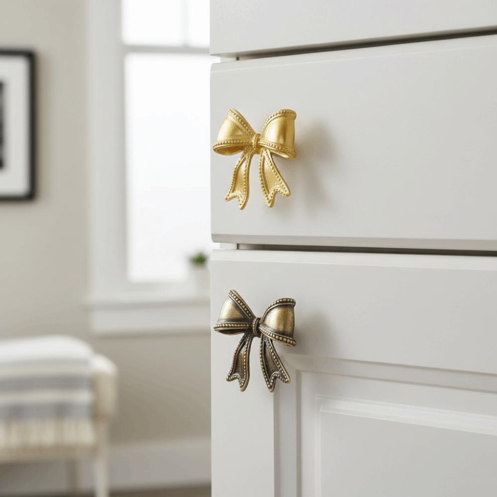 Retro Bow Shape Bow Tie Brass Handle Home Decor Retro Style Bow Drawer Pulls Cabinet Pulls Wardrobe
