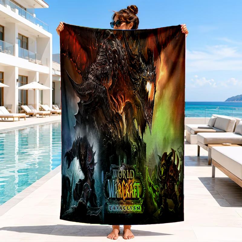 Game Warcraft Darkness Warrior Beach Towel, Microfiber Beach Towel, Perfect For Pool, Beach, Travel, Home Decor Beach Party Fan gifts