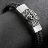 Gotiska Djursmycken 316L Rostfritt Stål Kung Lejonhuvud Armband för Män Herr Flätat Läder Manschett Wrap Armband Armband
