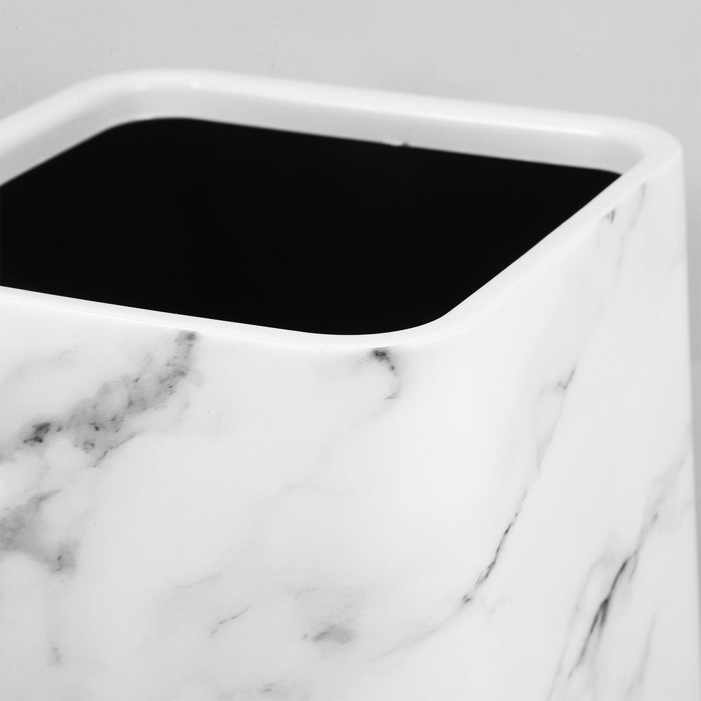 Modern Marble Pattern Trash Can Double Layer Design Large Opening Bathroom Kitchen Office Waste Basket Bathroom Trashcan
