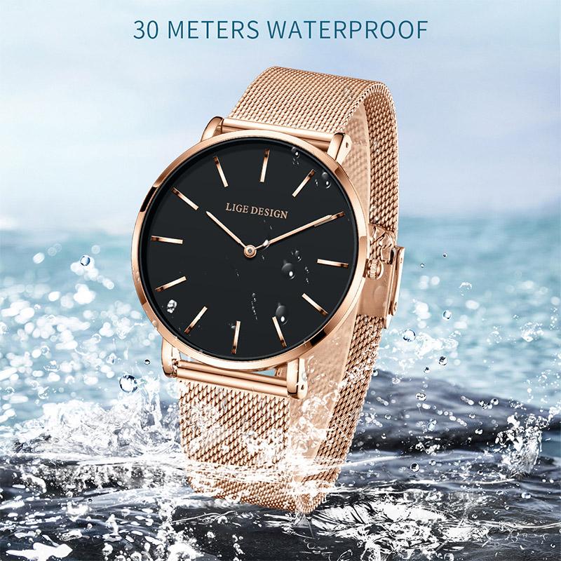 LIGE NEW TOP Elegant Women's Watches Fashion Simple Ladies Watches Quartz Waterproof Watches for Women Relogio Feminino+BOX