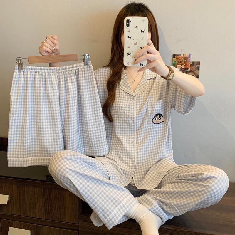 Cloud Cotton Cartoon Pony Pajamas: Women's 2026 Summer Three-Piece Set, Short Sleeve, Fun & Cute Homewear