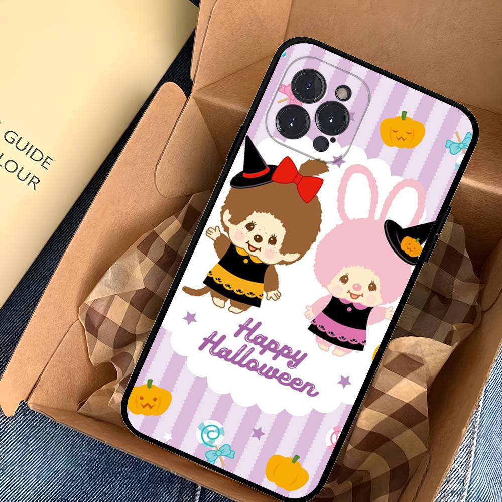 

Cute M-Monchhichi Fashion Phone Case For IPhone 17 16 15 14 13 12 11 Pro Max Plus Mini Silicone Black Cover iPhone 16 plus