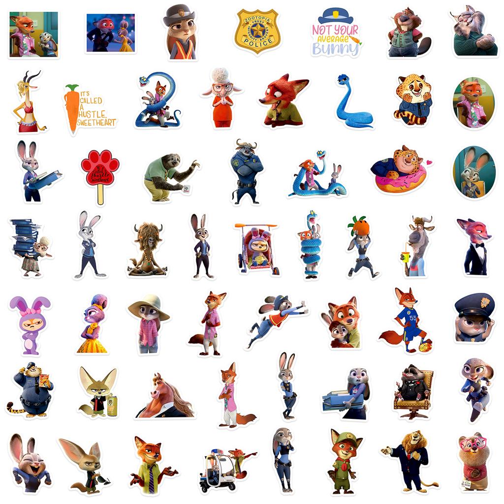 55pcs/Set Zootopia 2 Sticker Cartoon Graffiti Stickers Suitcase Laptops Phones Scrapbooks Guitar DIY Decorate Decals Toy