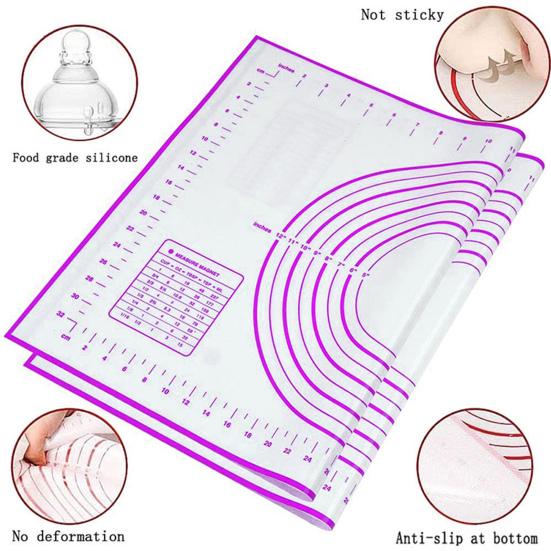 

Коврик для замешивания теста с прозрачной шкалой, антипригарный, пищевой, с нескользящим дном, силиконовый коврик для раскатывания теста, кухонные принадлежности S