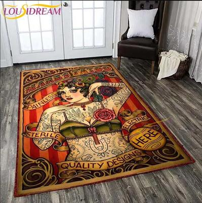 Tattoo Studio Mats Mystic Witchcraft Gossip Carpet Tiger Cartoon Printed Floor Mats Livingroom Play Mat Retro Birthday Gifts
