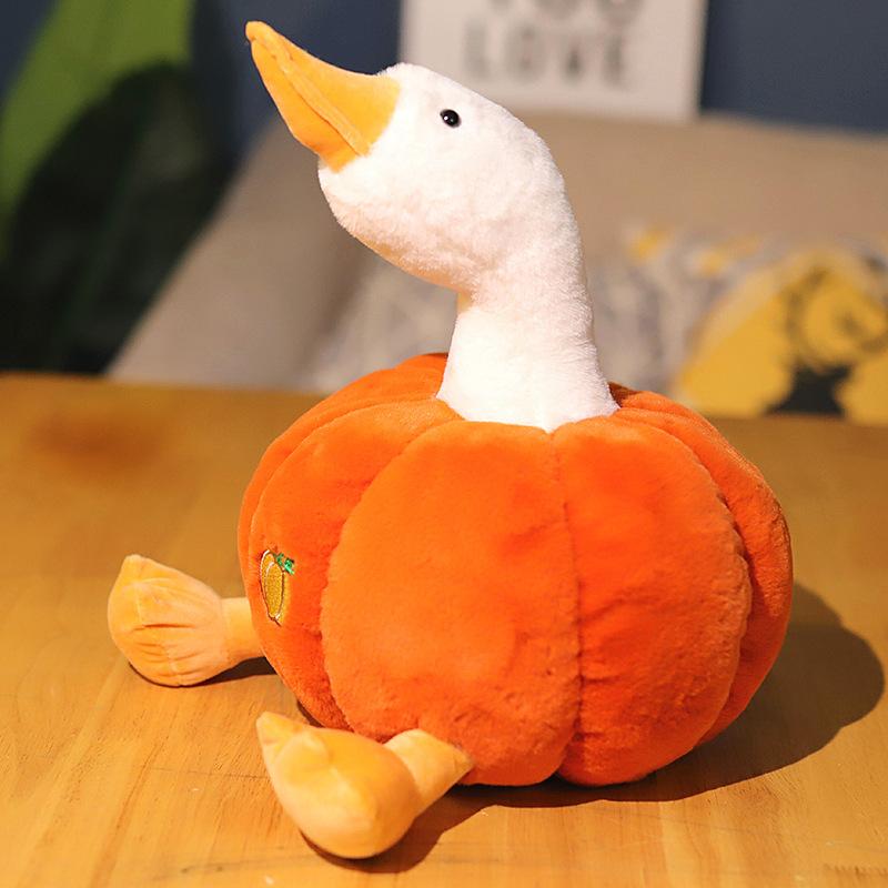 

Cute pumpkin duck plush toy bed sleeping rag doll duckling doll birthday gift women s living room seat cushion 25cm [Simplified version]