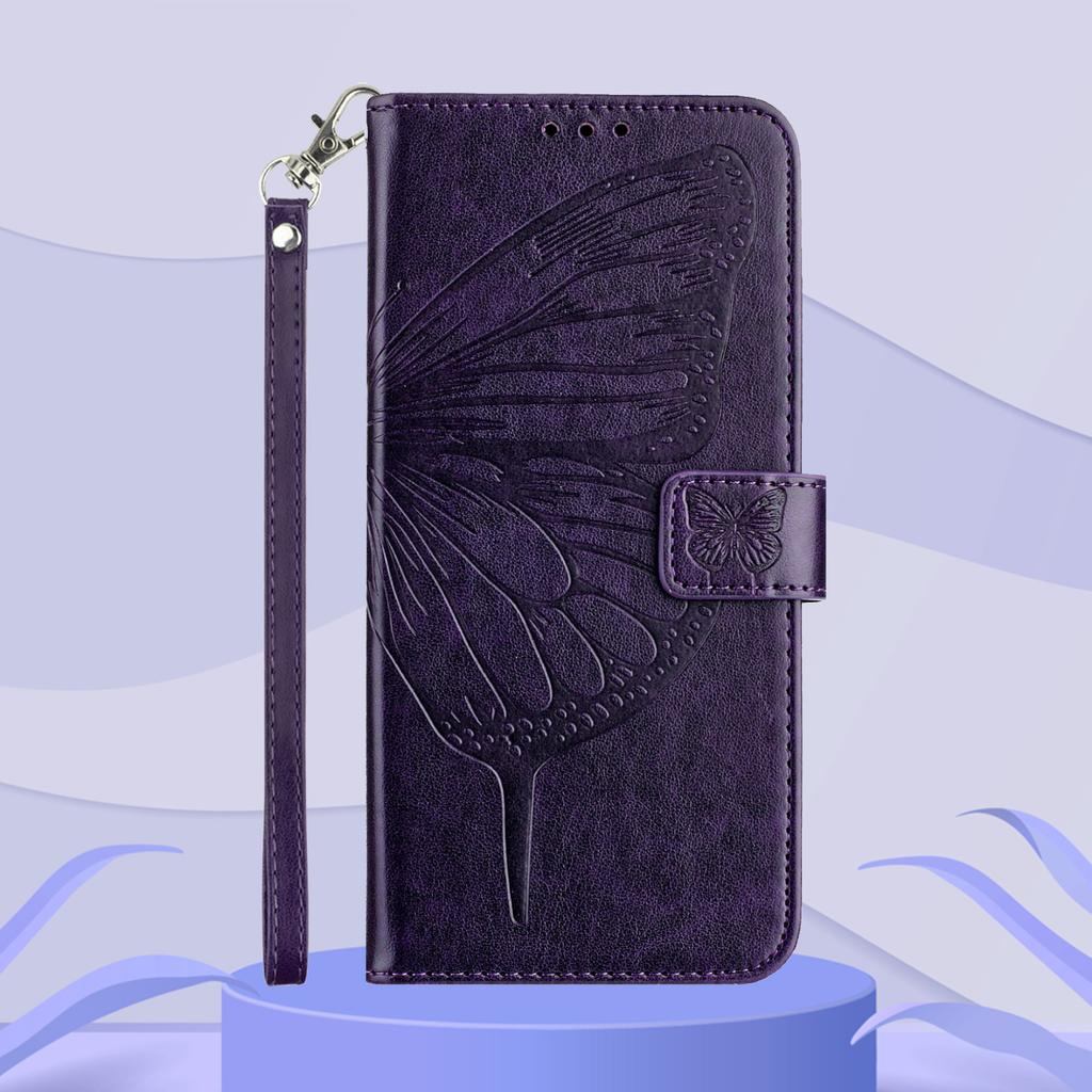 For Honor X5c 4G/Honor X5c Plus 4G Wallet Case with Wrist Strap Butterfly Imprint Leather Phone Cover