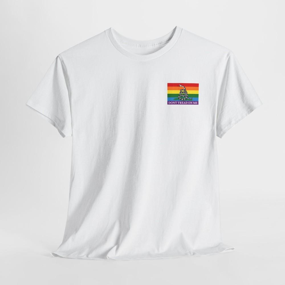 Regnbue Gadsden-flagg T-skjorte, LGBTQ Pride T-skjorte Topper Tee, Unisex Bomullsskjorte, Fargerik