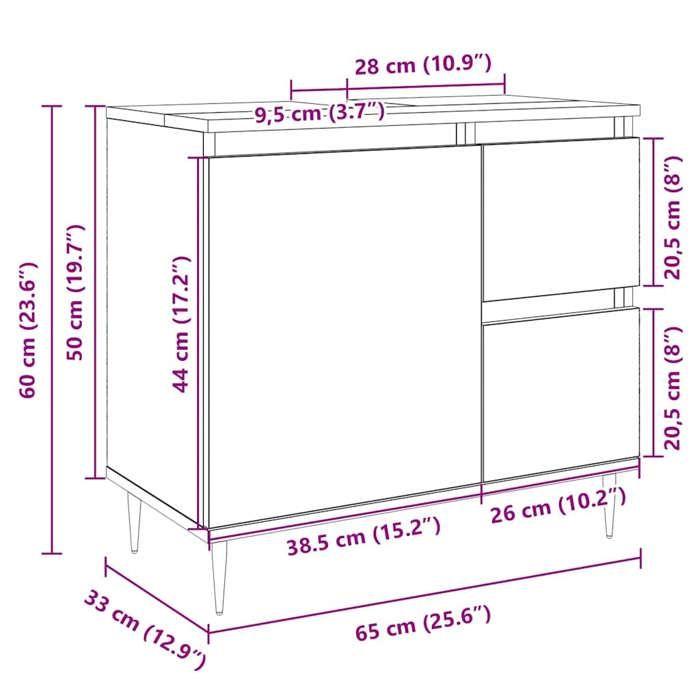 VidaXL Bathroom Vanity Cabinet Sonoma Oak Engineered Wood, Under Sink Cabinet,,, Bathroom Furniture 849676