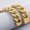 32mm Wasserdicht Goldfarbe Edelstahl Metall am Handgelenk Armbänder für Mann Kettenglied Cuban Link Hip Hop Armband Armreif Schmuck Männer