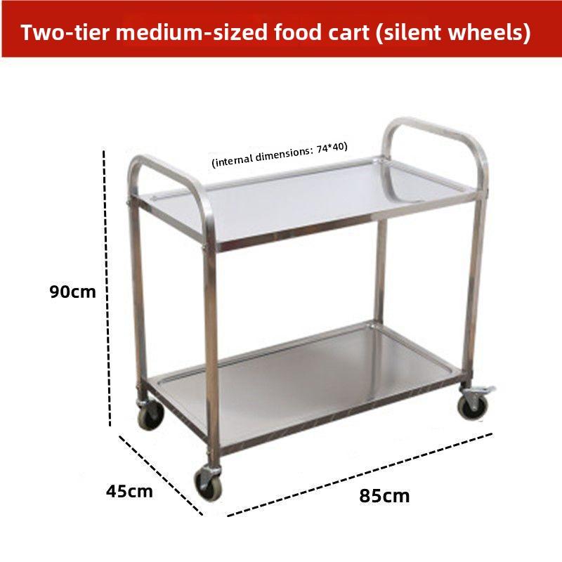 Three Tier Stainless Steel Service Cart with Wheels Luxury Hotel Kitchen Trolley Mobile Beverage Food Transporter Trolley style-2