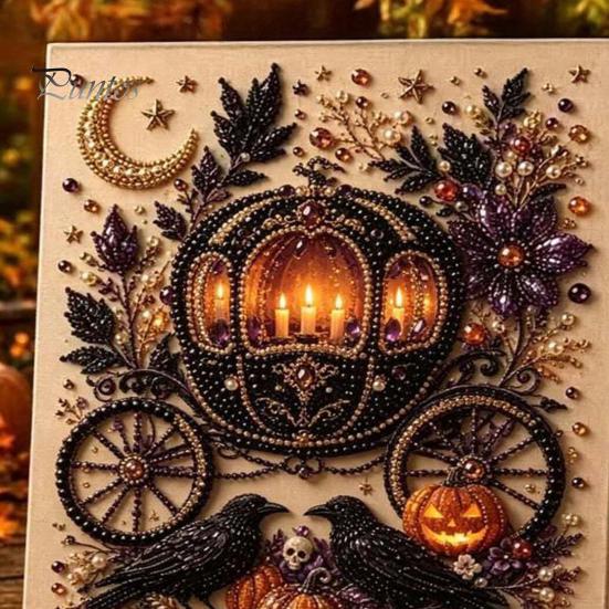 Artisanat Créatif Halloween Perles Bijoux Kit Perles Imitation, Kit Peinture DIY Citrouille Fantôme Ensemble d'Artisanat 3D pour Adultes, Murs Faits Main Idées Cadeaux Créatifs pour Fêtes