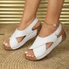Thick-soled color matching sandals women's muffin bottom Velcro open-toed beach cool slippers wish