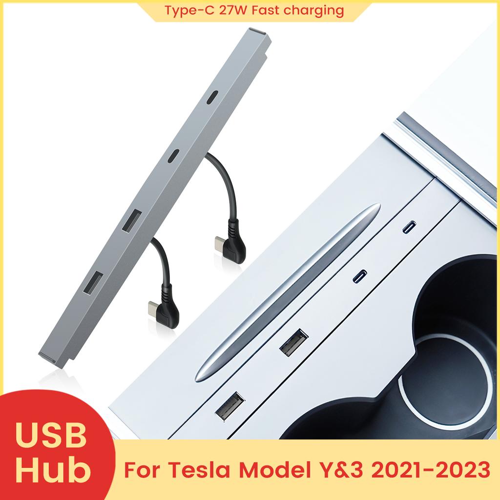 Car USB Shunt HUB for Tesla Model 3 Y 2025 2025 2025 TSL Multi-port Type-C Intelligent Docking Station Adapter 27W Fast Charging