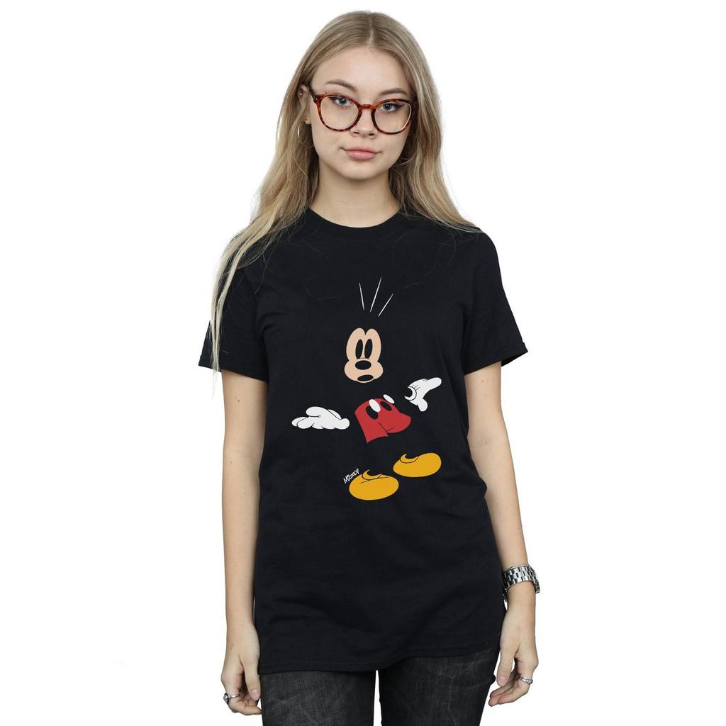 Disney Womens/Ladies Mickey Mouse Surprised Cotton Boyfriend T-Shirt