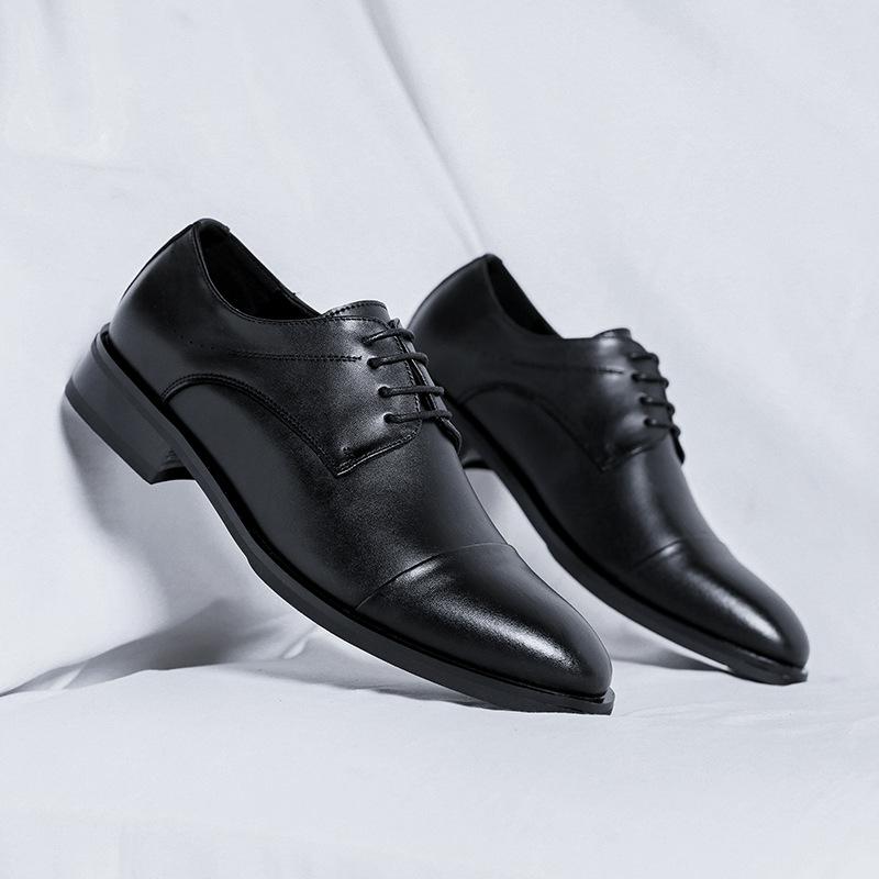 

Новые деловые кожаные туфли мужские туфли дерби высокого класса на шнуровке повседневные британские мужские туфли на мягкой подошве 8251-R 38 чёрный