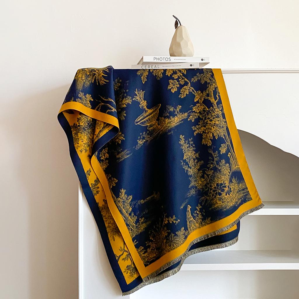 Luxury Brand Cashmere Women Floral Print Scarf Winter Warm Shawl and Wrap Bandana Pashmina Female Foulard Blanket Poncho