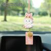 Cute Lucky Rabbit Car Pendant Amulet Blessing Rearview Mirror Hanging Alloy Key Bag Car Ornament Decor Couple Gift Xmas New Year