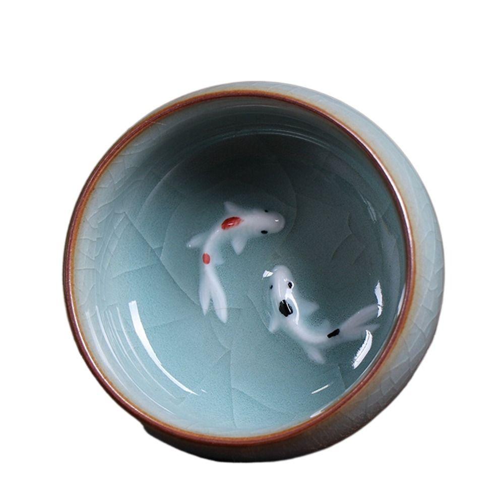 Krakelee Goldfisch Seladon Porzellan Teetassen 60ml zarte Longquan Teetasse Schale gebrauchsfähig Kungfu Chinesische Teetasse Geschenk