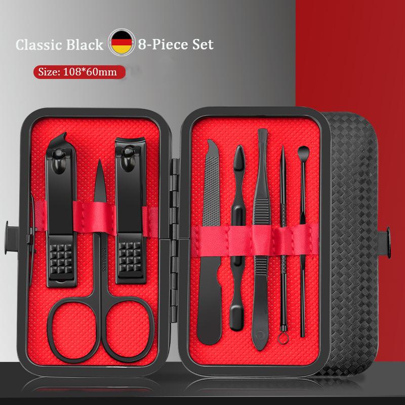 Black-Red 24-Piece Stainless Steel Oblique Nail Clippers Art Set Dead Skin Scissors Durable Toe/Finger Nail Personal Care