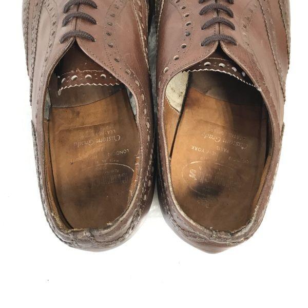 80s-90s Vintage Church's Old Church Leather Full Brogue Wingtip Oxford 8F / 26.5cm / Brown Dress Shoes