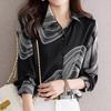 Navava Women S Elegant Print Point Long Sleeve Collar Shirt Nb3000