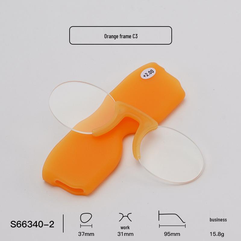 

B66340-2 Силиконовые зажимные очки для чтения, Портативные модные маленькие очки в футляре для мужчин и женщин +250 Strength