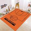 Großer Basketballplatz Muster Teppich für Wohnzimmer und Schlafzimmer Lebendiges Orange Sport Thema Bodenmatte Rutschfest Weicher Bereichsteppich